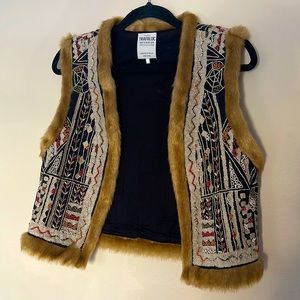 Zara Trafaluc beaded and faux fur vest, size medium. Worn once